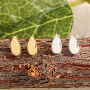 Boucles d'oreilles minimalistes en argent S925 en forme de goutte d'eau dorée et argent