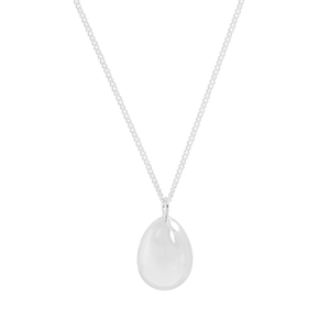 Minimalist S925 sterling silver long necklace featuring a polished water drop pendant