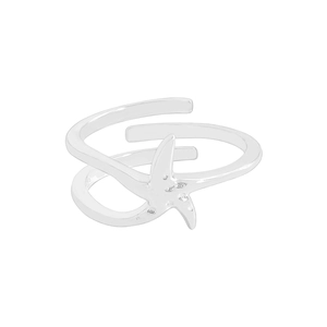 Minimalist S925 sterling silver starfish open ring with polished finish for women