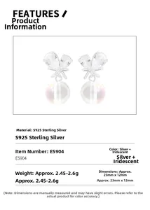 Détail de boucles d'oreilles papillon en argent S925 avec zircon et perles irisées