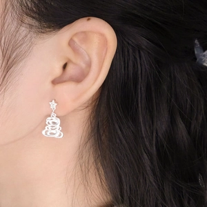 Minimalist S925 sterling silver Christmas tree earrings with zircon stars for women