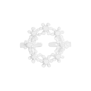 Minimalist S925 sterling silver open ring featuring a floral wreath cluster design