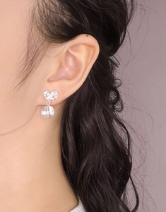 Gros plan de boucles d'oreilles goutte en argent S925 avec détails élégants en zircone papillon
