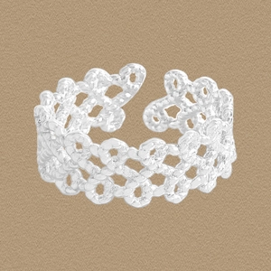 Vintage 925 Sterling Silver Twist Braided Open Ring For Women Lava Texture Hollow Lace Adjustable Fashion Finger Ring Jewelry