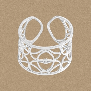 Anello Traforato Geometrico Largo Maglia Griglia Anello Aperto Argento Sterling 925 Regolabile Gioielli Vintage Donna
