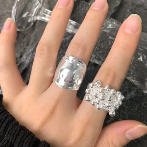 S925 sterling silver rings with irregular tin foil texture and clustered sphere design