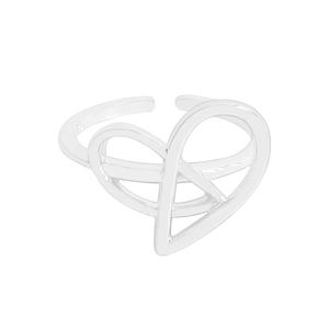 Minimalist S925 sterling silver open ring featuring an irregular heart design for women