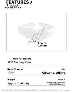 Detail view of S925 sterling silver heart ring with 4mm pearl and size specifications