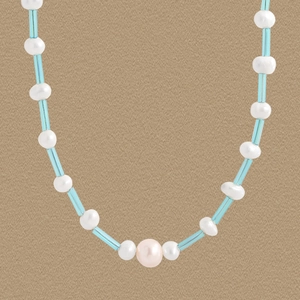 Collier De Künstliche Perles En Argent Sterling 925 Tube De Verre Bleu Perlé Chaîne Clavicule Superposée Pendentif Lune Étoile Bijoux Femme
