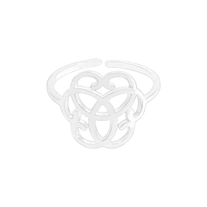 Minimalist S925 sterling silver open ring with hollow heart-shaped celtic knot patterns
