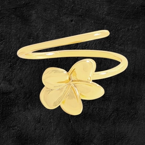 Elegant 925 Sterling Silver Flower Open Ring Gold Plated Plumeria Floral Adjustable Finger Ring For Women Fashion Jewelry