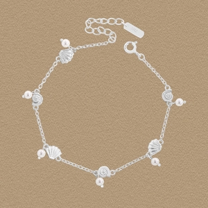 Bracelet En Argent Sterling S925 Avec Charmes De Coquillage Künstliche Perle Et Escargot De Mer Bijoux Style Océan Réglables Pour Femmes