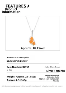 Detail showing S925 sterling silver heart necklace dimensions and material specifications