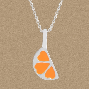 925 Sterling Silver Enamel Heart Orange Slice Necklace For Women Korean Fashion Light Luxury Dainty Pendant Jewelry Gift