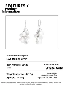 Spécifications des boucles d'oreilles pampilles en argent S925 perles de raisin 4cm sur 2cm