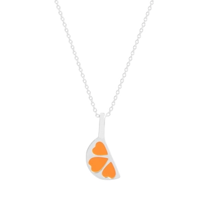 Minimalist S925 sterling silver necklace with a semi-circle heart pendant on white background