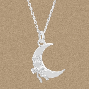 Minimalist 925 Sterling Silver Bow Moon Necklace For Women Elegant Korean Style Ribbon Bowknot Pendant Clavicle Chain Jewelry