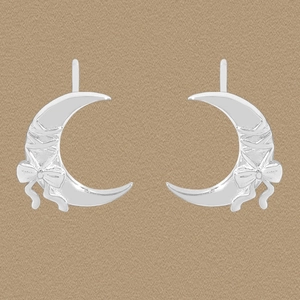 925 Sterling Silver Moon Bowknot Stud Earrings For Women Niche Design Lightweight Sweet Style Minimalist Daily Jewelry Accessory
