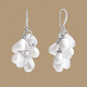 Boucles d'Oreilles Pendantes Élégantes Avec Tige en Argent Sterling 925 Grappe de Künstliche Perles d'Imitation en Verre pour Mariage Femme
