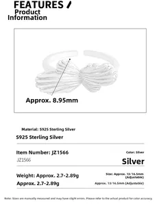Détail de la bague nœud en argent sterling S925 avec taille ajustable et anneau ouvert