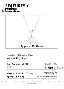 Dettagli tecnici della collana a fiore in argento S925 con misure e specifiche tecniche