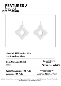 Détails de boucles d'oreilles étoile en argent S925 avec dimensions précises