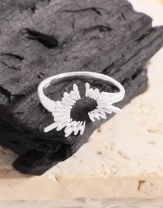 Macro shot of S925 sterling silver hallmark inside the irregular starburst heart ring