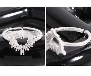 Detail of S925 sterling silver heart ring showing the inner S925 hallmark stamp
