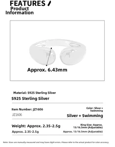 Dettaglio anello in argento S925 con larghezza 6,43mm e peso di 2,35 grammi