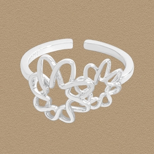 925 Sterling Silver Hollow Out Irregular Mesh Flower Ring For Women Korean Niche Design Open Adjustable Finger Ring Jewelry
