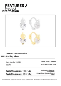Spécifications des créoles cœur en argent sterling S925 avec pierres de zircone