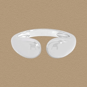 Anello Aperto in Argento Sterling 925 per Donna Minimalista Geometrico a Goccia d'Acqua Regolabile Lucido Gioielli INS