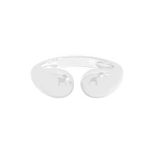 Anello aperto minimalista in argento sterling S925 con goccia d'acqua lucida