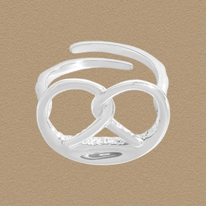 S925 Sterling Silver Pretzel Knot Heart Adjustable Ring For Women Korean Minimalist Luxury Knotted Heart Finger Ring Jewelry