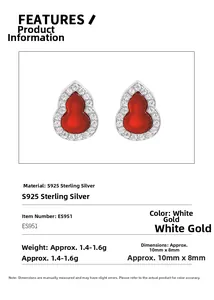 Macro view of S925 sterling silver red chalcedony wulu stud earrings with zircon details