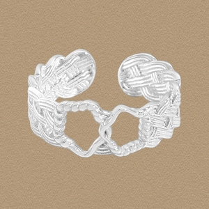 925 Sterling Silver Open Ring For Women Double Interlocking Heart Intertwined Twist Woven Texture Adjustable Finger Ring Jewelry Gift