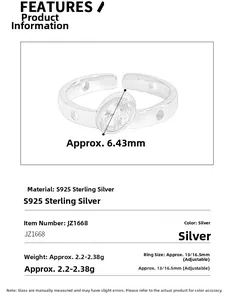 Macro detail of S925 sterling silver ring showing oval zircon dimensions and weight