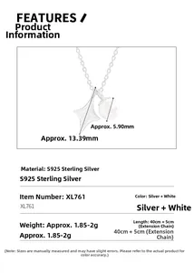 Detailed size chart for S925 sterling silver star and pearl necklace with 40+5cm chain