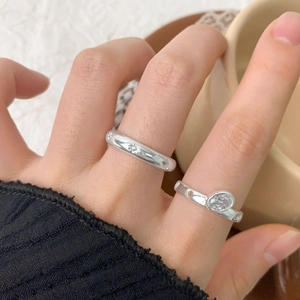 S925 silver ring set with oval zircon and star engraving in a cozy home setting