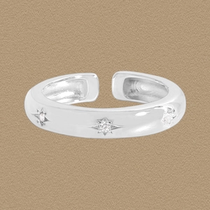 S925 Sterling Silver Zirconia Star Open Ring For Women Minimalist Adjustable Korean Style Silver Finger Ring Jewelry Gift