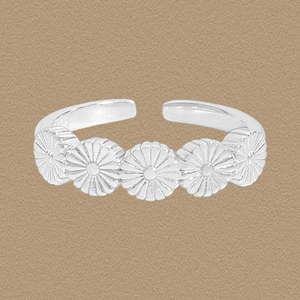 S925 Sterling Silver Open Adjustable Daisy Flower Ring For Women Minimalist Korean Ins Style Fresh Floral Jewelry Gift