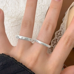 S925 silver starburst zirconia open ring set for women with minimalist band
