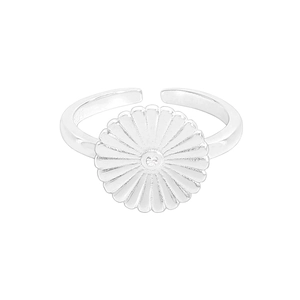 Minimalist S925 sterling silver daisy ring with adjustable open band and cubic zirconia