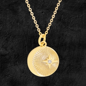 Sterling Silver Eight-pointed Star Pendant Necklace Gold Plated Rhinestone Clavicle Chain For Women Fashion Jewelry Gift