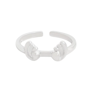 S925 sterling silver adjustable open ring with symmetrical 3D relief wave design