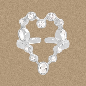 925 Sterling Silver Heart Open Ring For Women Elegant Zirconia Inlaid Adjustable Finger Ring Minimalist Fine Jewelry Gift