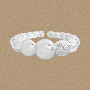 S925 Sterling Silver Open Ring For Women Minimalist Gradient Bead Bubble Design Adjustable Finger Ring Korean INS Style Jewelry