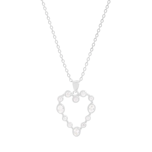 Elegant 925 sterling silver heart pendant necklace with shimmering zircon stones