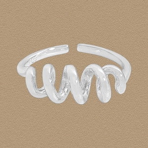 Bague Ouverte en Argent Sterling S925 Spirale Réglable Minimaliste Ressort Géométrique Bijoux de Mode Bague pour Femme