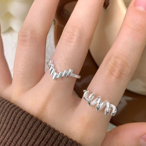 Ensemble de bagues en argent sterling S925 au design spirale et géométrique minimaliste